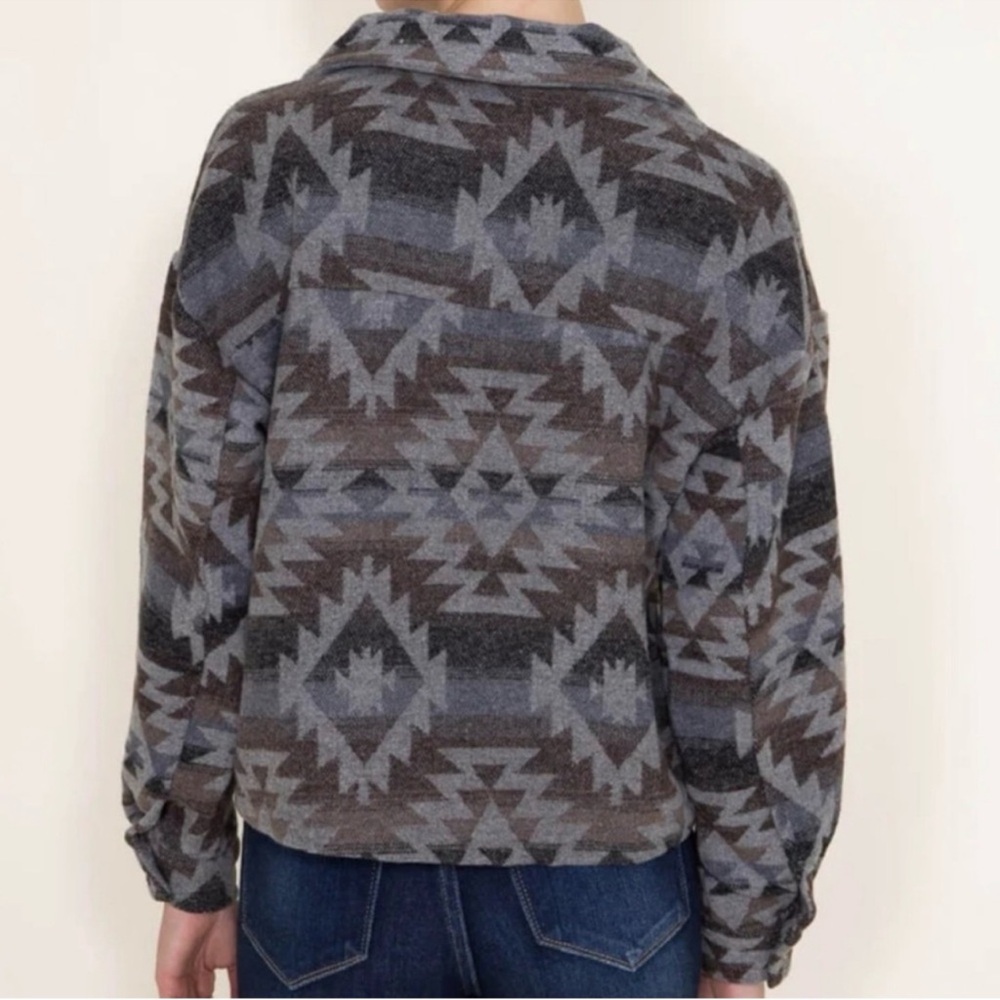 Simply Southern | Gray & Brown Aztec Patterned Jacket - Picture 2 of 14